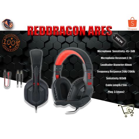 Red Dragon Ares Gaming Headset For Pc And Mobile Phones Shopee
