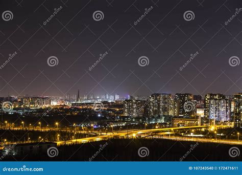The Nightscape Of The Prosperous City Is Very Beautiful Stock Photo