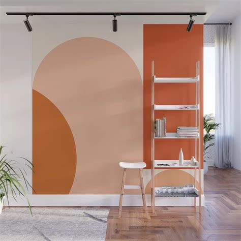 Abstract Minimal 8 Wall Mural By Thindesign Society6 Orange Walls
