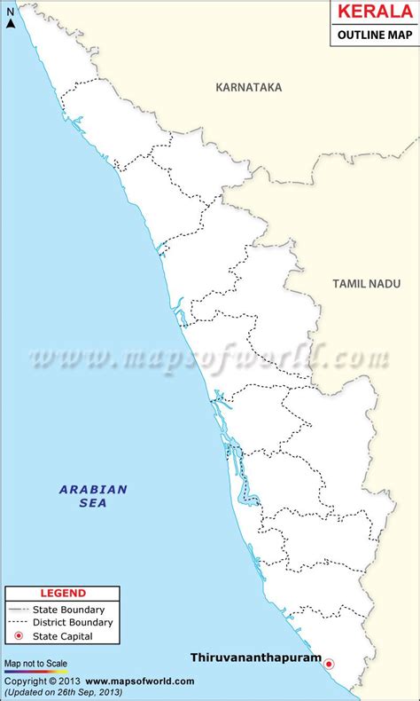 Outline Map Of Kerala With Districts