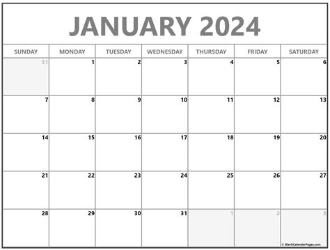 January 2024 Calendar Printable Printable Blank World