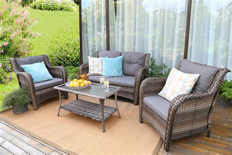 Baner Garden N76 Resin Wicker Outdoor Patio Furniture Set - 4 Piece ...
