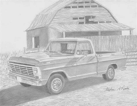 Ford truck drawings in pencil image pencil drawings of cars trucks. 1967 Ford F-100 Pickup TRUCK ART PRINT Drawing by Stephen Rooks