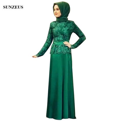 Saudi Arabic Muslim Mother Of The Bride Dresses Lace Long Sleeve Women Party Gowns Long Chiffon