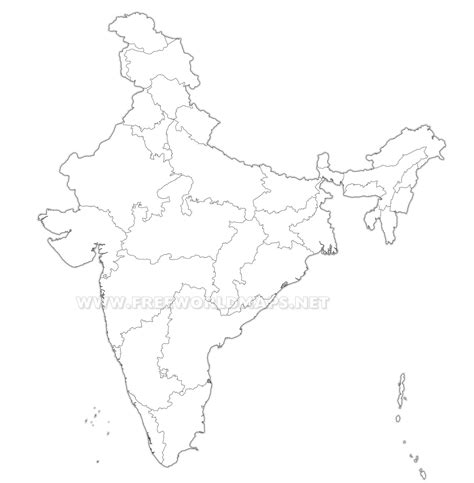 Blank Political Map Of India Hd Printable Graphics