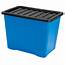 80L PLASTIC STORAGE BOX  BLUE Poundstretcher