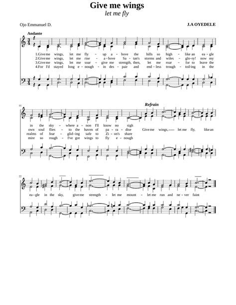 Givemewings Sheet Music For Soprano Bass Voice Choral