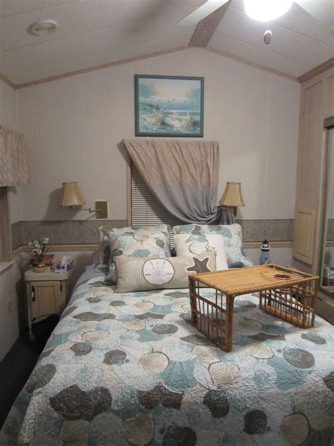 Just because your bedroom is small doesn't mean it has to be boring. Our bedroom in our park model home in Florida. | Tiny ...