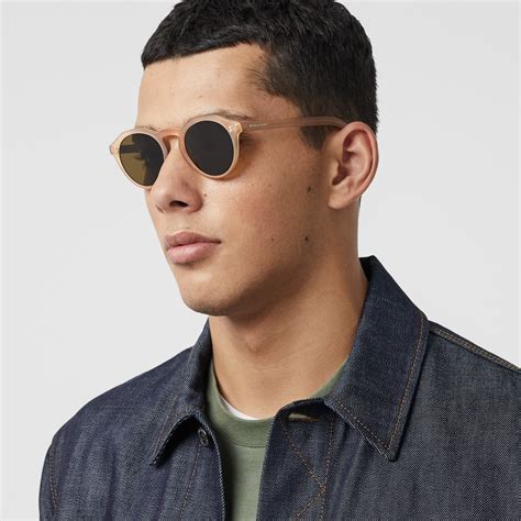Keyhole Round Frame Sunglasses In Brown Men Burberry United Kingdom
