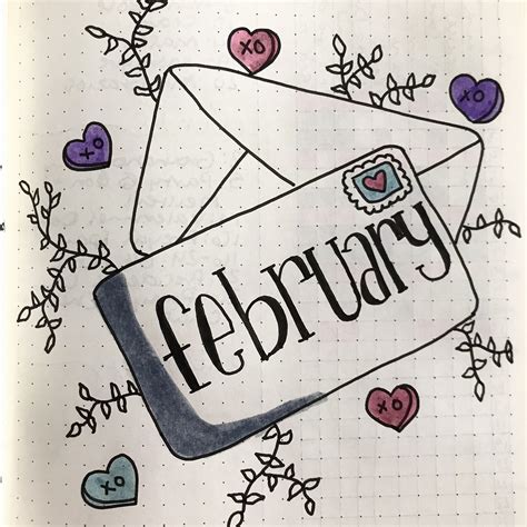Bullet Journal February Cover Page Kayla Cropper