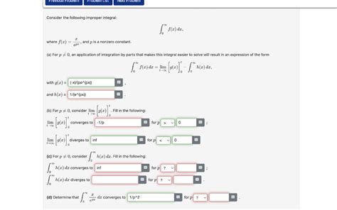 Solved Consider The Following Improper Integral F X Dx Chegg