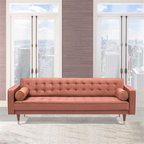 Somerset Velvet Mid Century Modern Sofa With Bench Seat Sadler S Home