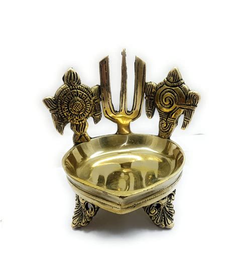 Buy Rama Metal Brass Sanku Chakara Deepam Sankh Chakra Diya Deepalu