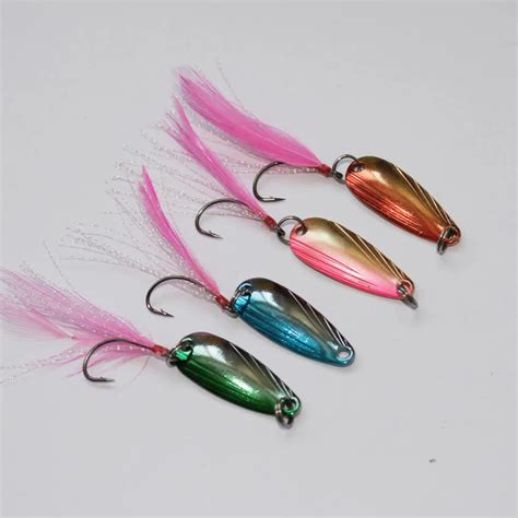 New Arrival 25g Spoon Lure Fishing Metal Bait With Feather Hook