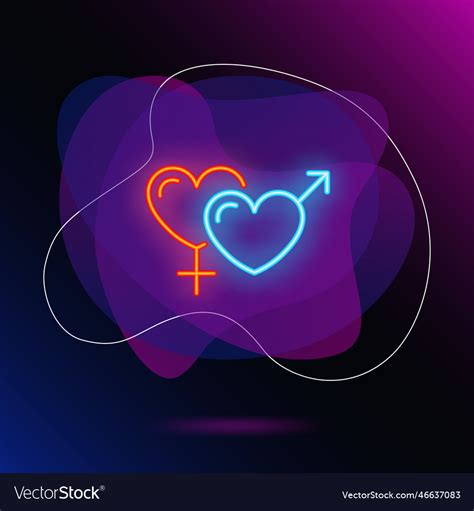Gender Heart Symbols Neon Sign Royalty Free Vector Image