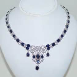 Sterling Silver Sapphire And Diamond Necklace