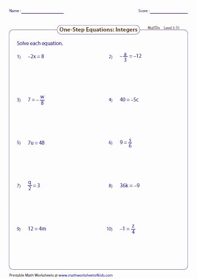 50 Solve Equations With Fractions Worksheet