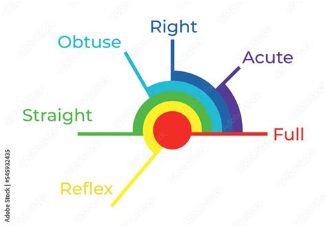 Vector Illustration Of Acute Right Obtuse Straight Reflex And Full