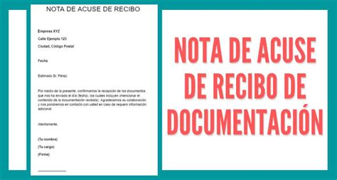 1️⃣ Nota De Acuse De Recibo De Documentación Reporte De Lectura