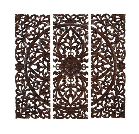 Decmode 24 X 71 Large Hand Carved Wood Wall Panels W Floral