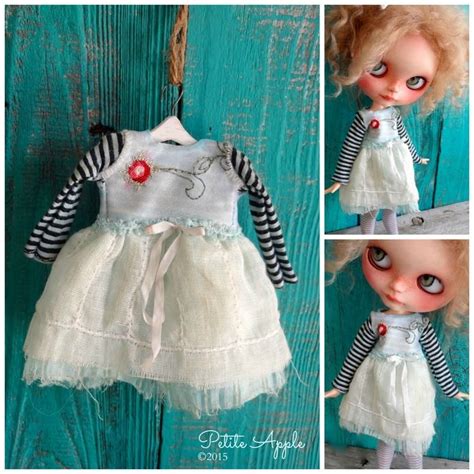Blythe Doll Outfit Little Rose Ooak Vintage Style Embroidered Dress