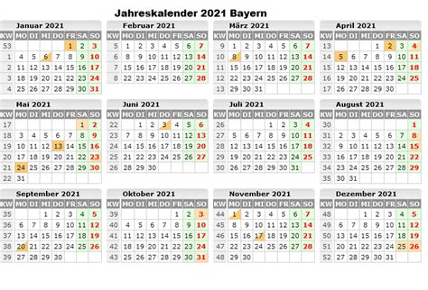Kalender 2021 bayern als pdf oder excel. Jahreskalender 2021 Bayern Mit Feiertagen | The Beste Kalender