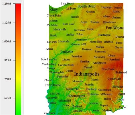 Soo00uby Elevation Map Of Indiana
