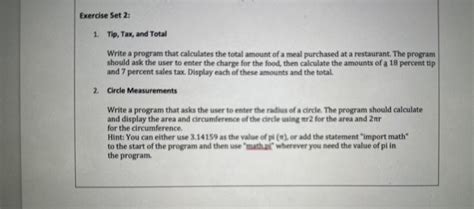 Solved Tip Tax And Total Write A Program That Chegg Com