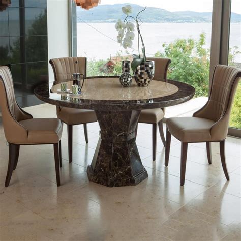 Ravelli Round 5 Piece Single Column 13m Marble Dining Table Dining