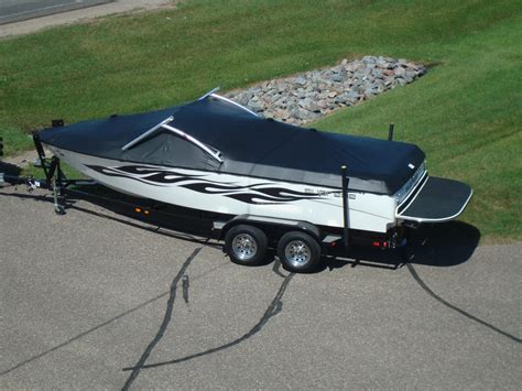 Custom fit fabric patterned for canopy by shore station, nucraft craftlander, daka, hewitt Snap Covers Page — Canvas Craft