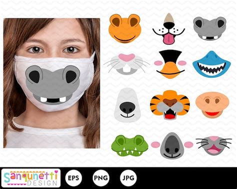 Animal Faces Clipart Nose And Mouth Clipart Animal Digital Etsy