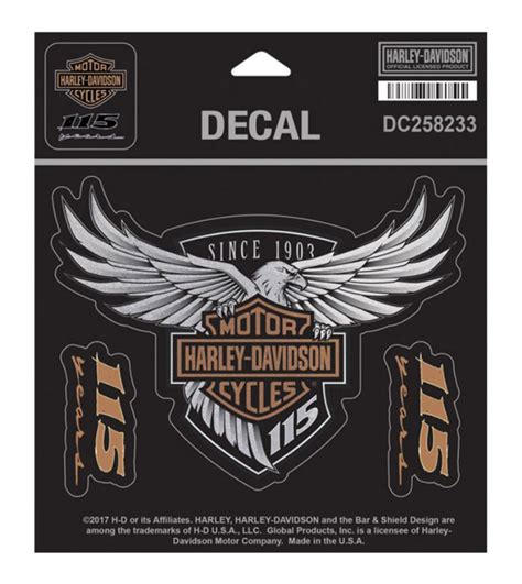 Harley Davidson® 115th Anniversary Eagle Decal Medium 525 X 4 Limited