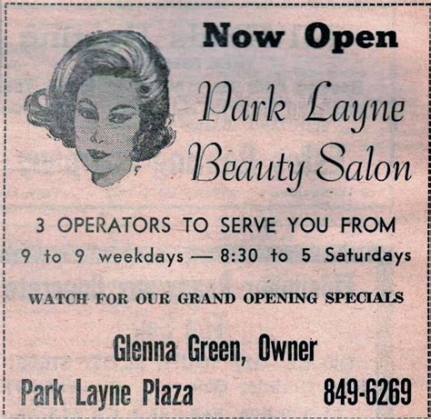 Vintage Newspaper Ad For The Park Layne Beauty Salon In Park Layne Ohio Courtesy Of Scott