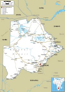 Botswana Map Physical Worldometer