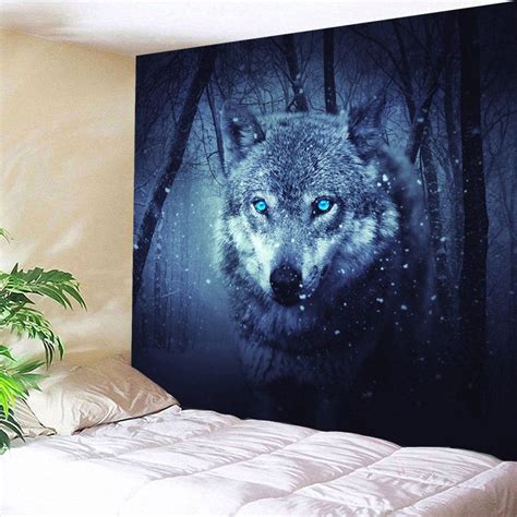Wall Decoration Snow Wolf Tapestry For Bedroom Wolf Decor Snow Wolf Wall Tapestry