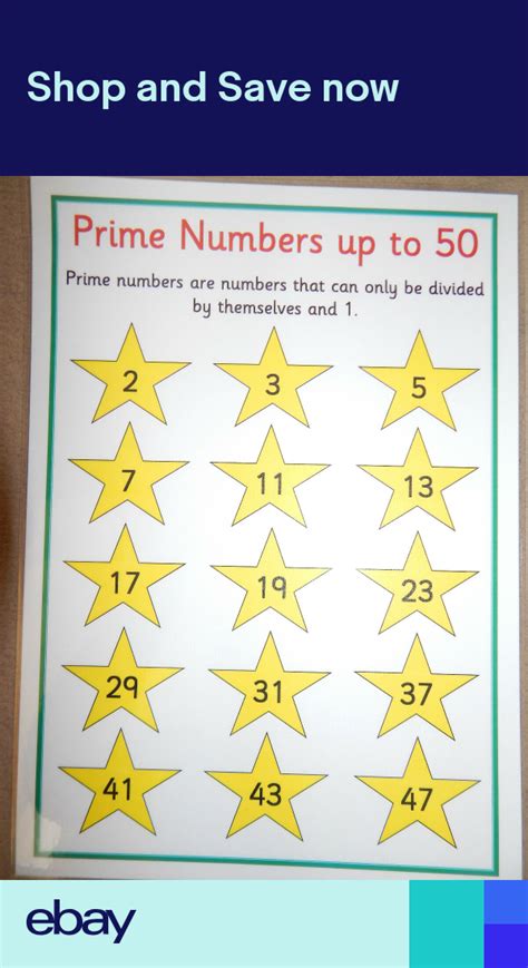 Prime Numbers To 50 A4 Poster Ks2 Numeracy Teaching Resource In