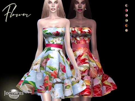 Flower Dress By Jomsims At Tsr Sims 4 Updates