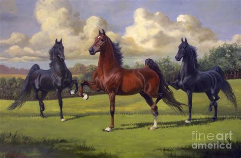American Saddlebred Stallions Painting By Jeanne Newton Schoborg Fine