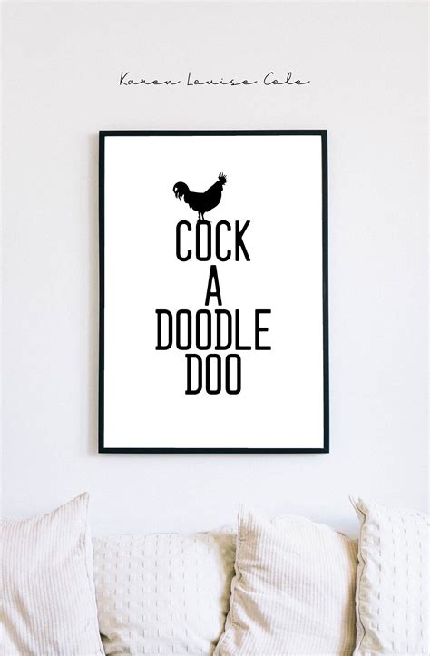 Cock A Doodle Doo Print Typography Printable Chicken Print Etsy