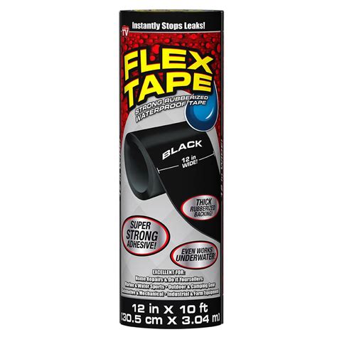 Flex Tape Strong Rubberized Waterproof Tape 12 Inches X 10 Feet Black