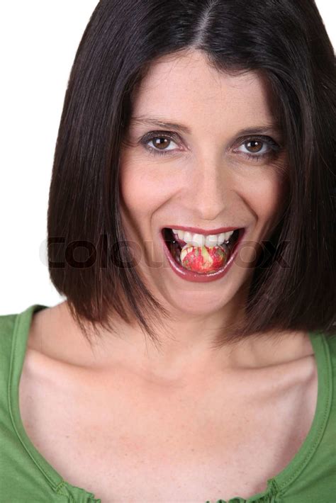 Woman Eating Candy Stock Image Colourbox