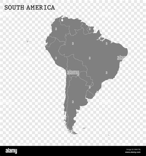 High Quality Map Of South America With Borders Of The Countries Stock