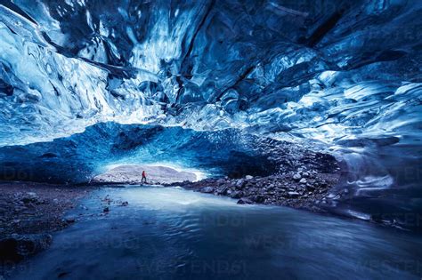 Blue Ice Cave In Vatnajokull Glacier Iceland Stock Photo