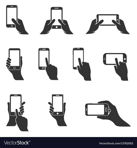 Smartphone In Hand Icons Royalty Free Vector Image
