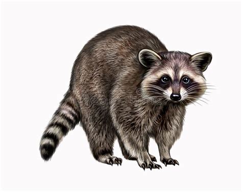 Raccoon Procyon Realistic Drawing Stock Illustration Illustration Of