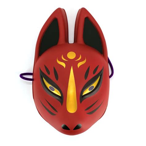Traditional Japanese Fox Mask Kitsune Red And Gold