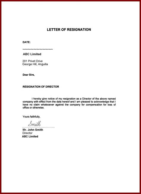 Immediate Resignation Letter Template Samples Letter Template Collection