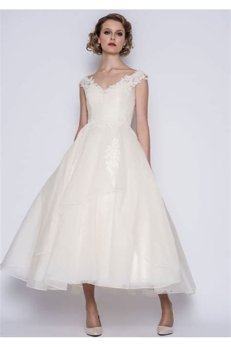 Gwynie Calf Ankle Length Vintage 50s Inspired Wedding Dress