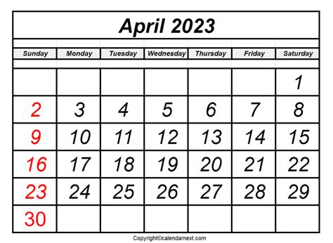 Printable April 2023 Calendar Template With Holidays And Notes