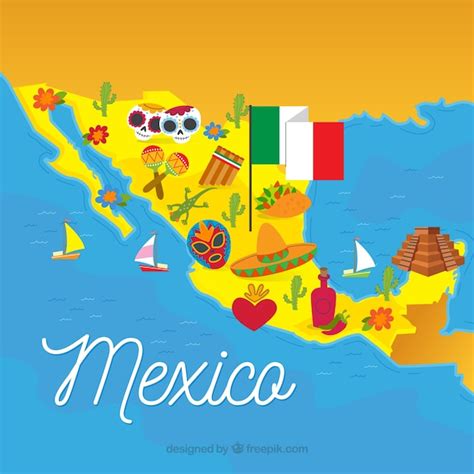 Descarga Gratis Mapa Mexicano Con Elementos Culturales En Mapas Hot